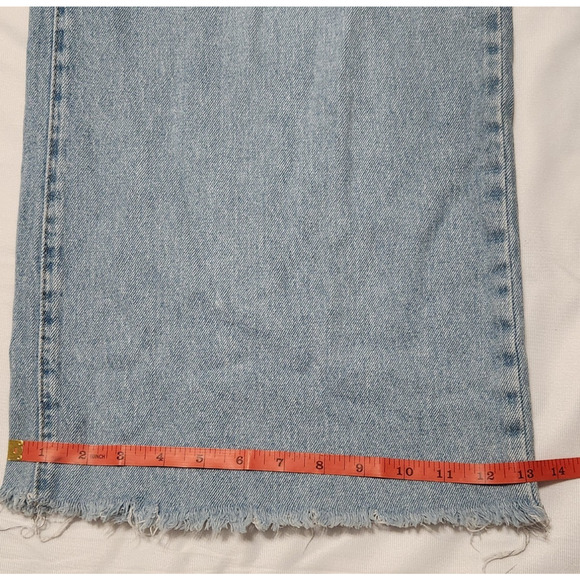 Forever 21 Premium Jeans Women's Size 27 Raw Hem Blue Denim Wide Leg Baggy Y2K - Picture 10 of 10